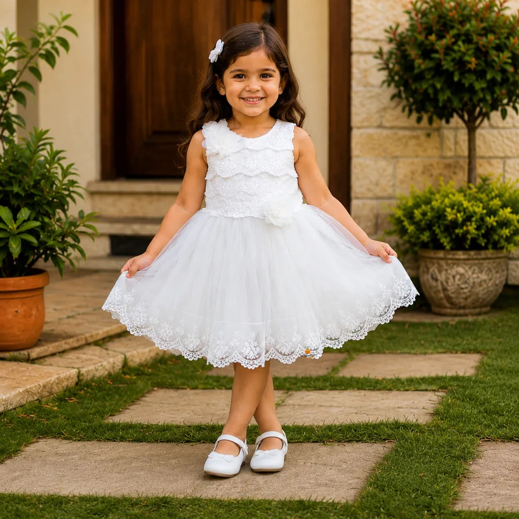 Girls Lace Net Party Wear Dress