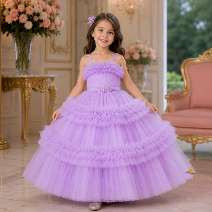 Purple Layered Gown for Girls