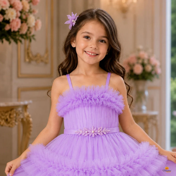 Purple Layered Gown for Girls