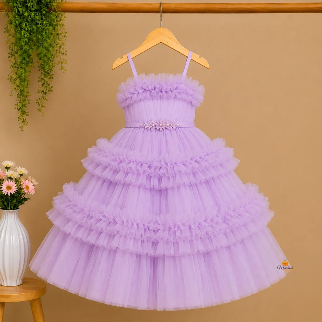 Purple Layered Gown for Girls