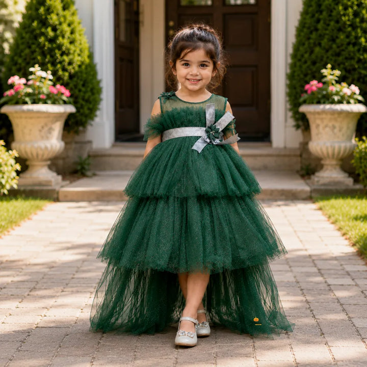 Layered High Low Pattern Frock for Girls