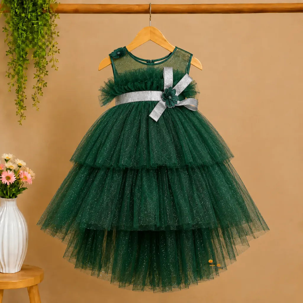 Layered High Low Pattern Frock for Girls