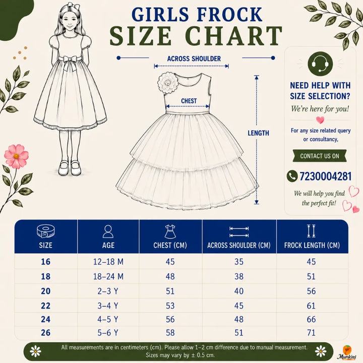 Layered High Low Pattern Frock for Girls