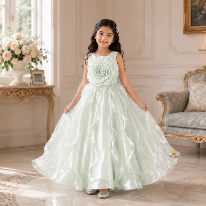 Blooming Flower Pattern Gown for Girls