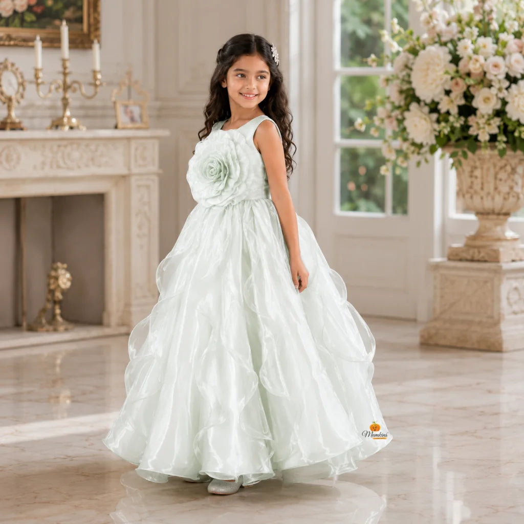 Blooming Flower Pattern Gown for Girls
