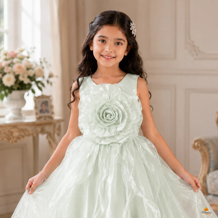 Blooming Flower Pattern Gown for Girls