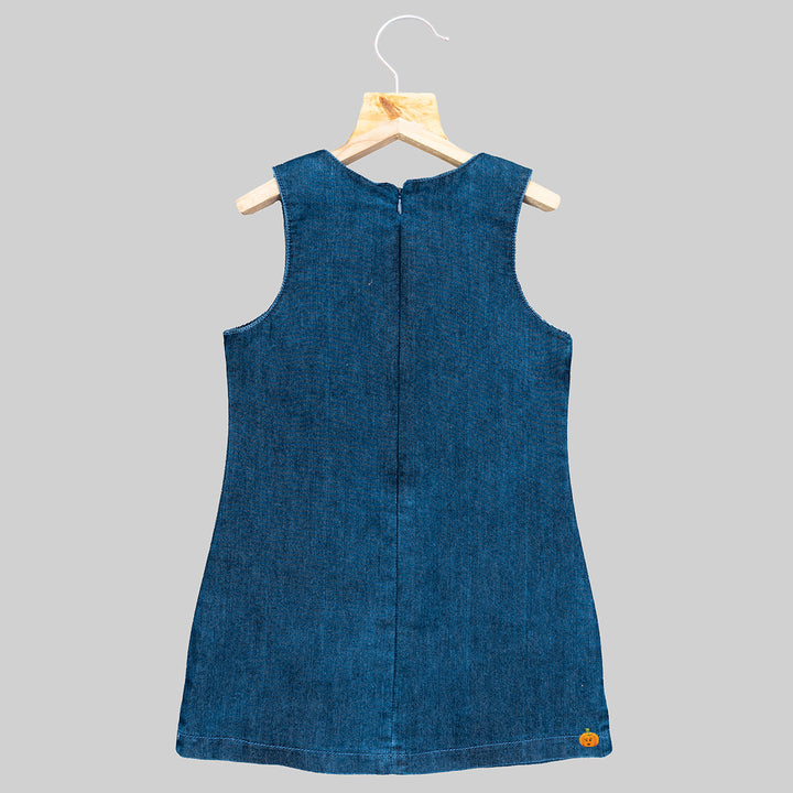 Blue Unicorn Denim Midi for Girls Back View