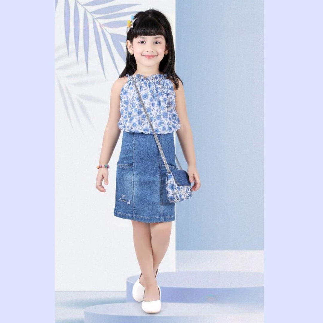 Floral Printed Midi Dress for Girls Front