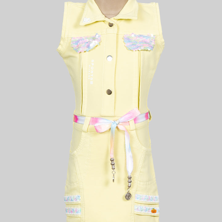 Lemon Collar Girls Midi Close Up View