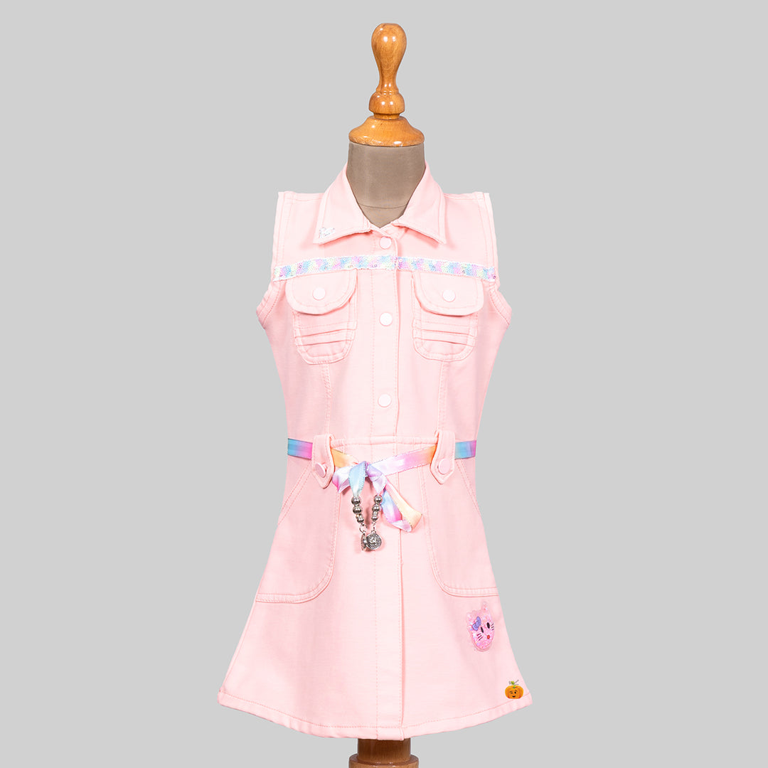 Peach Collar Midi for Girls Front View