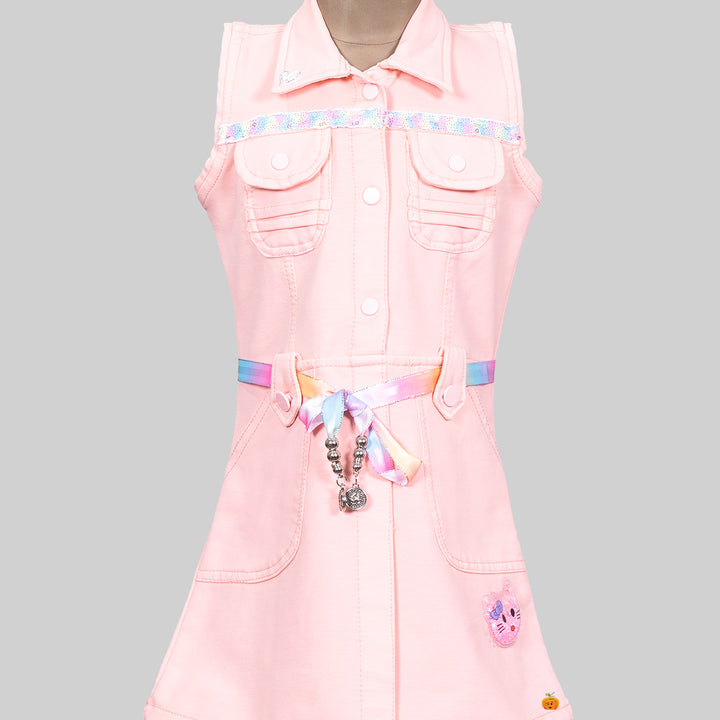 Peach Collar Midi for Girls Close Up View