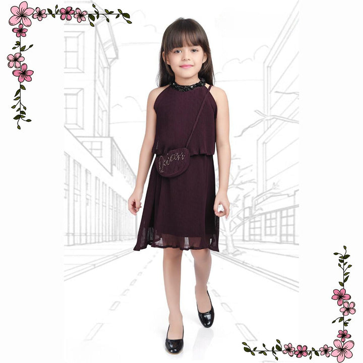 Wine Midi for Girls with Sling Bag Front 