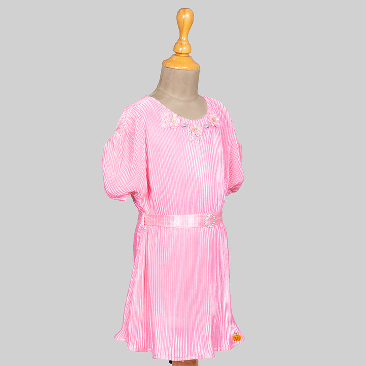 Pink Striped Midi for Girls Side View