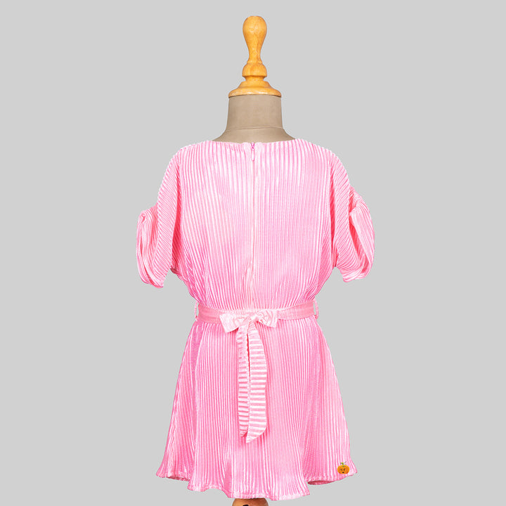 Pink Striped Midi for Girls Back View