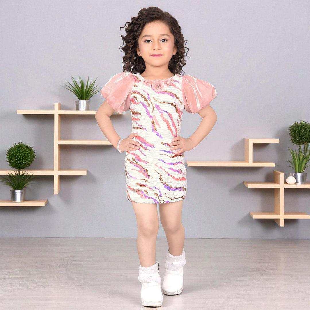 Puffy Sleeve Sequin Midi for Girls