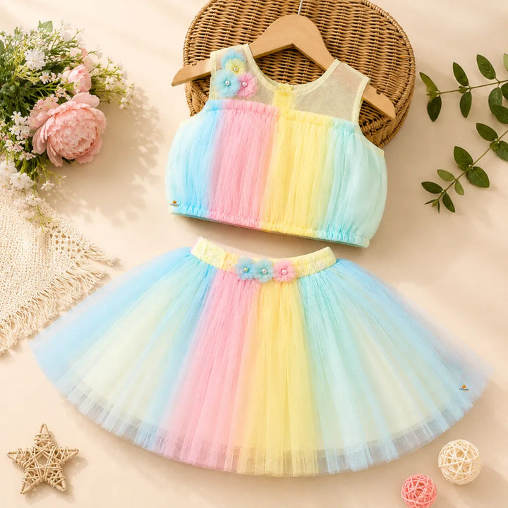Multi Net Girls Lehenga Choli