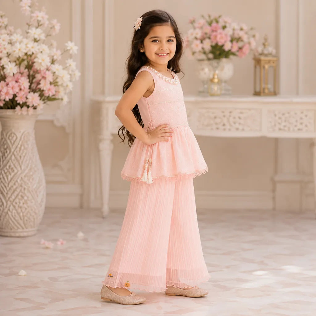 Onion & Cream Palazzo Suit for Girls