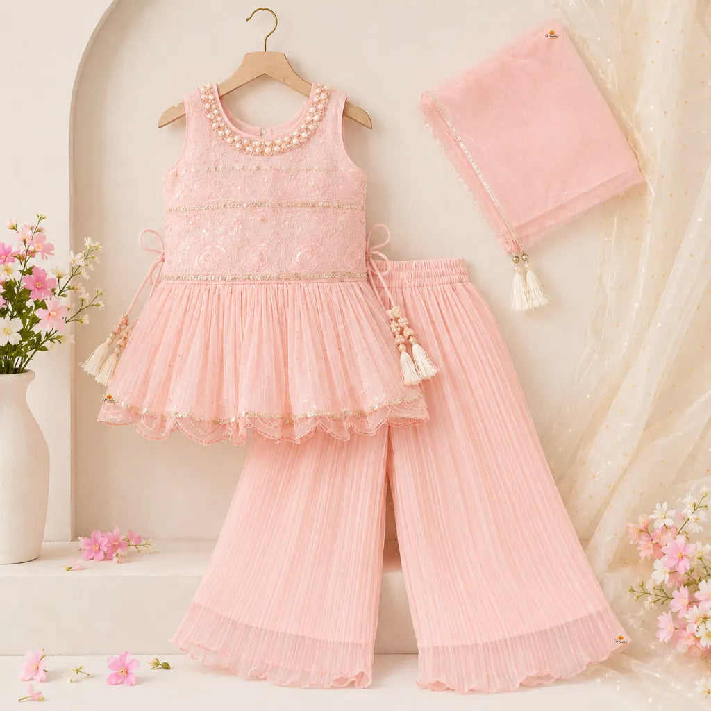 Onion & Cream Palazzo Suit for Girls