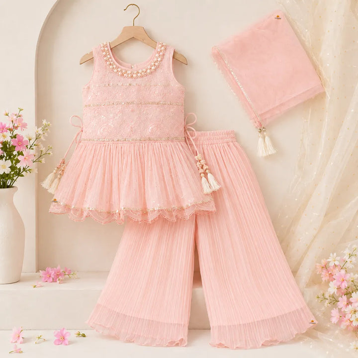 Onion & Cream Palazzo Suit for Girls