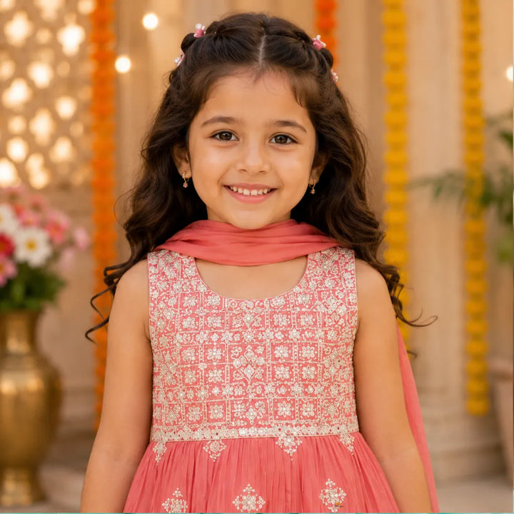 Onion Kurti with Sharara Set for Girls