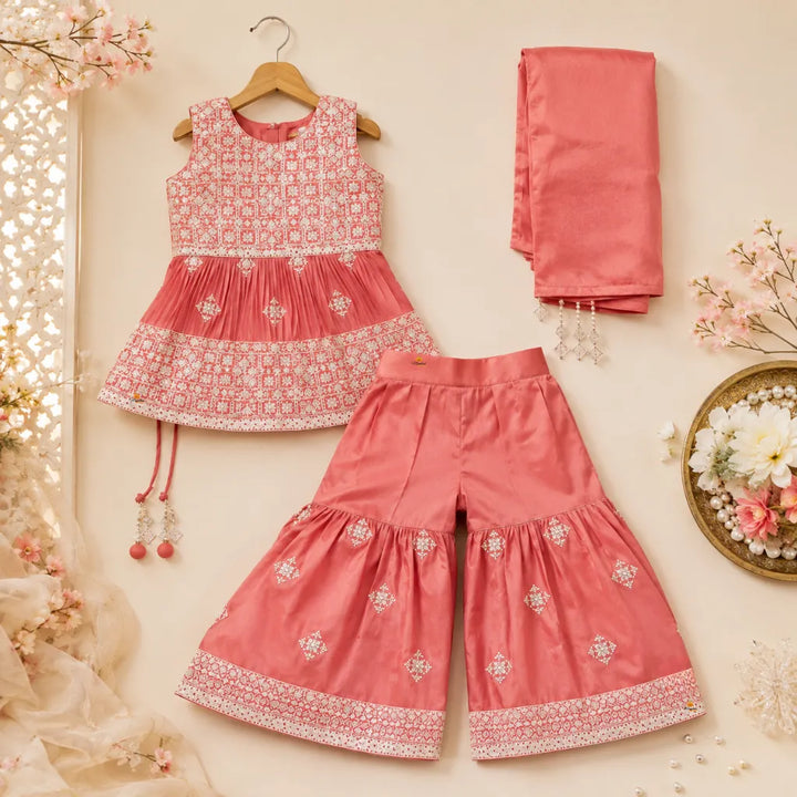Onion Kurti with Sharara Set for Girls