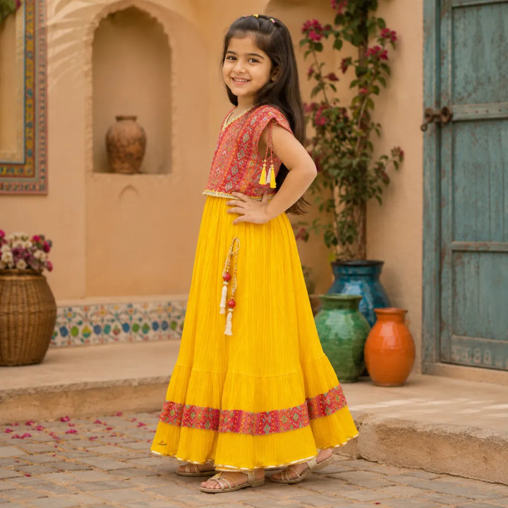 Orange & Mustard Lehenga Choli for Girls