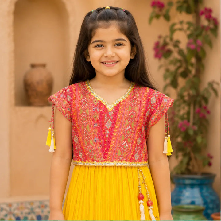Orange & Mustard Lehenga Choli for Girls