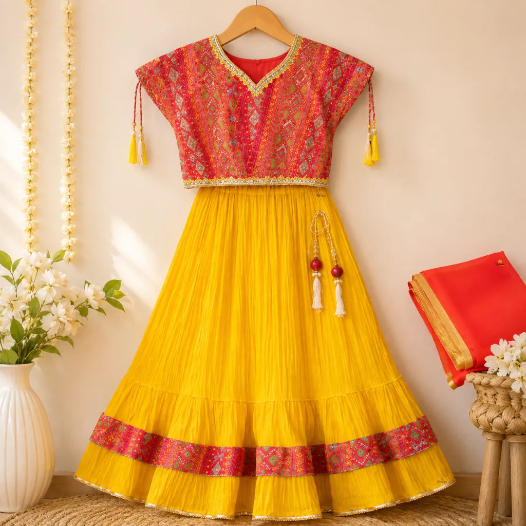 Orange & Mustard Lehenga Choli for Girls