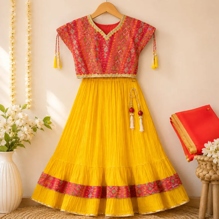 Orange & Mustard Lehenga Choli for Girls