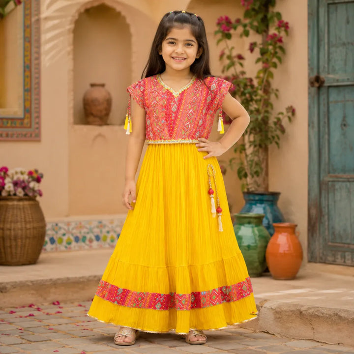 Orange & Mustard Lehenga Choli for Girls