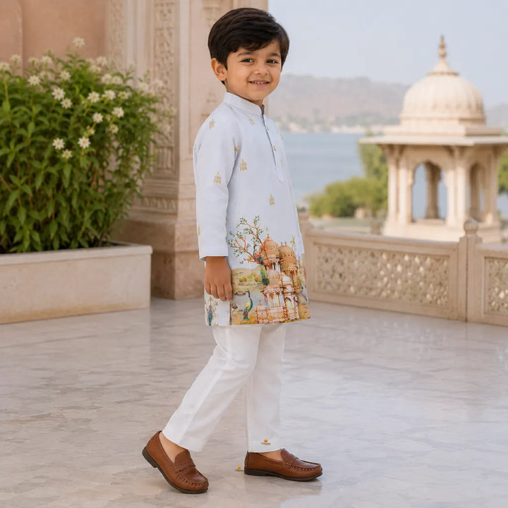 Boys Premium Ethnic Kurta Pajama Set with Palace Print