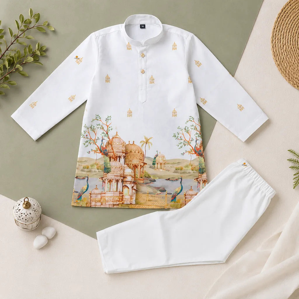 Boys Premium Ethnic Kurta Pajama Set with Palace Print