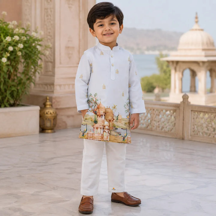 Boys Premium Ethnic Kurta Pajama Set with Palace Print