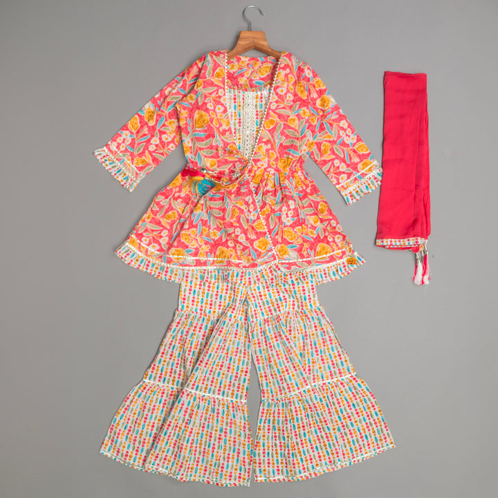 Tomato Girls Sharara Suit with Shrug