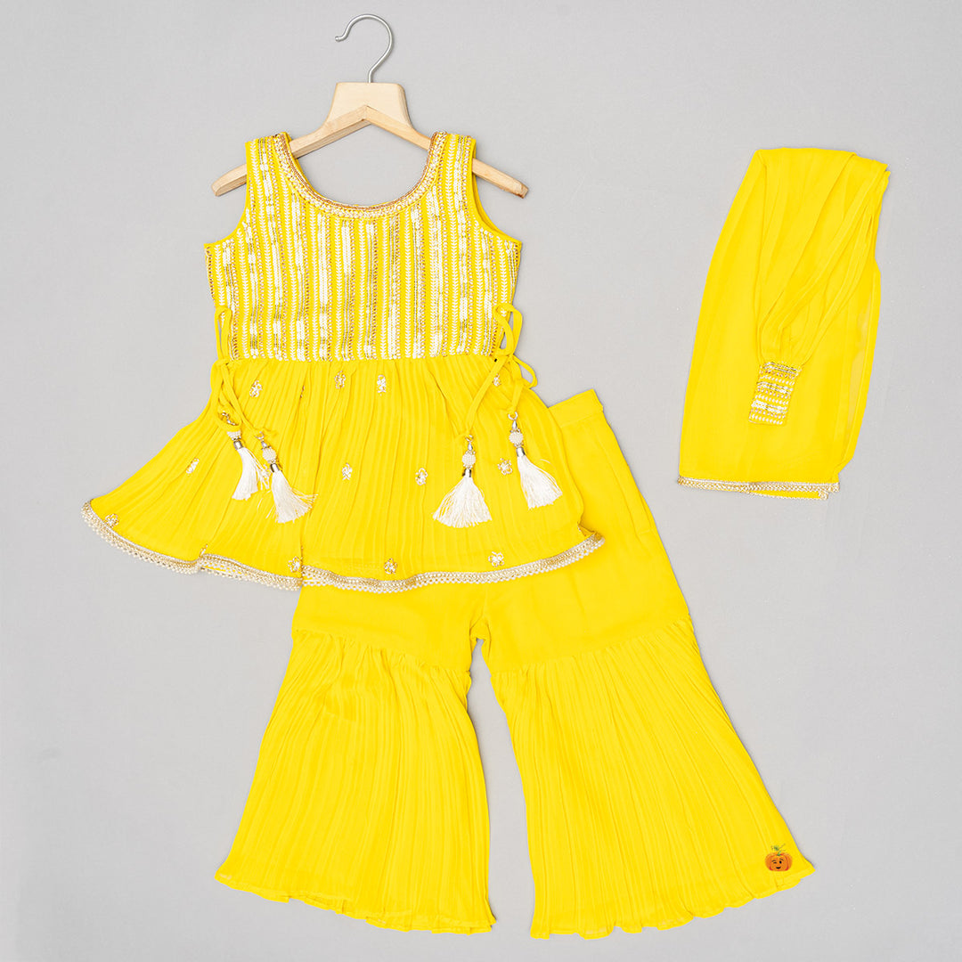 Yellow Girls Sharara Suit Front 