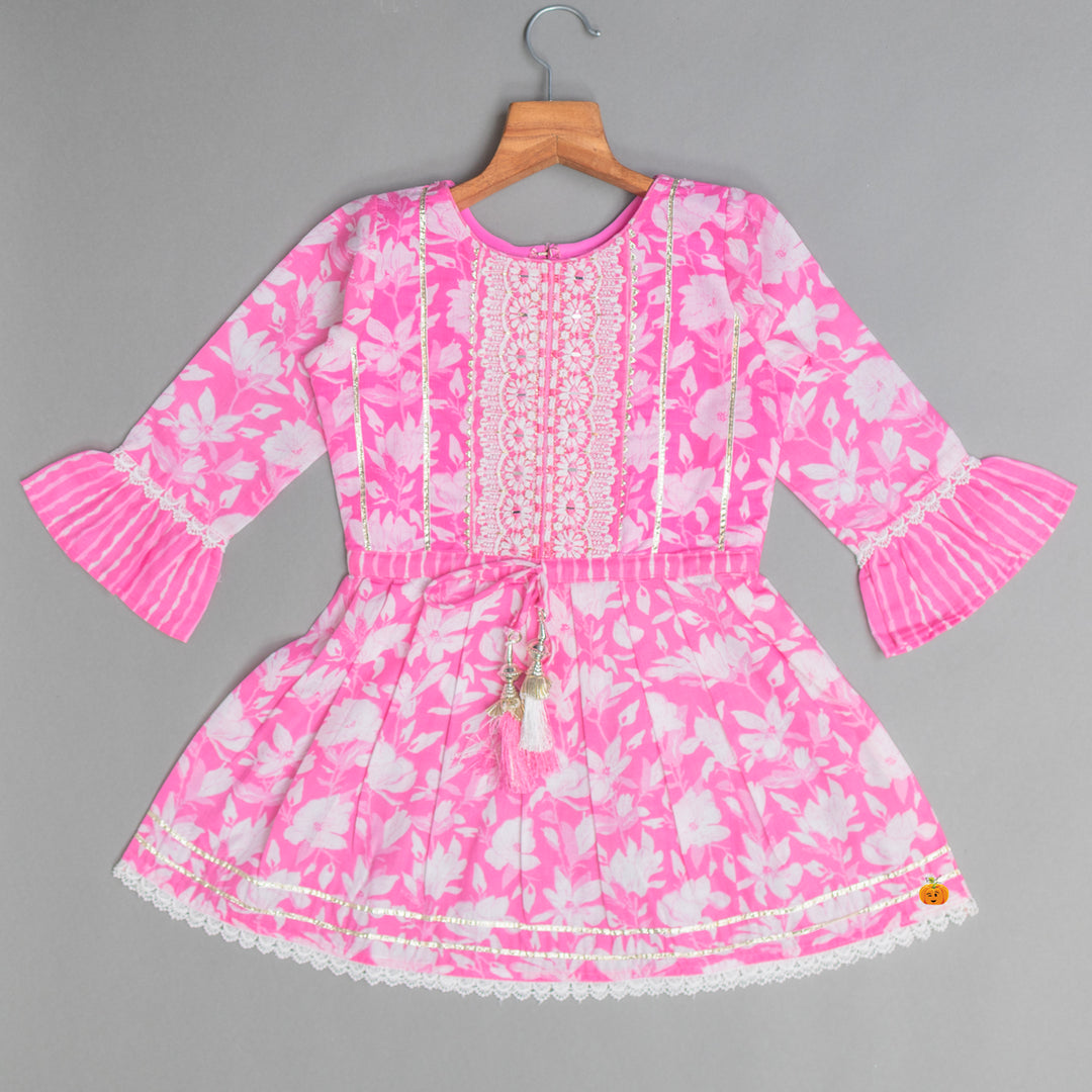 Bell Sleeves Floral Girls Palazzo Suit