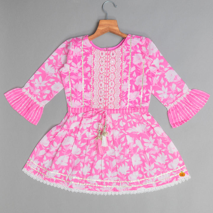 Bell Sleeves Floral Girls Palazzo Suit