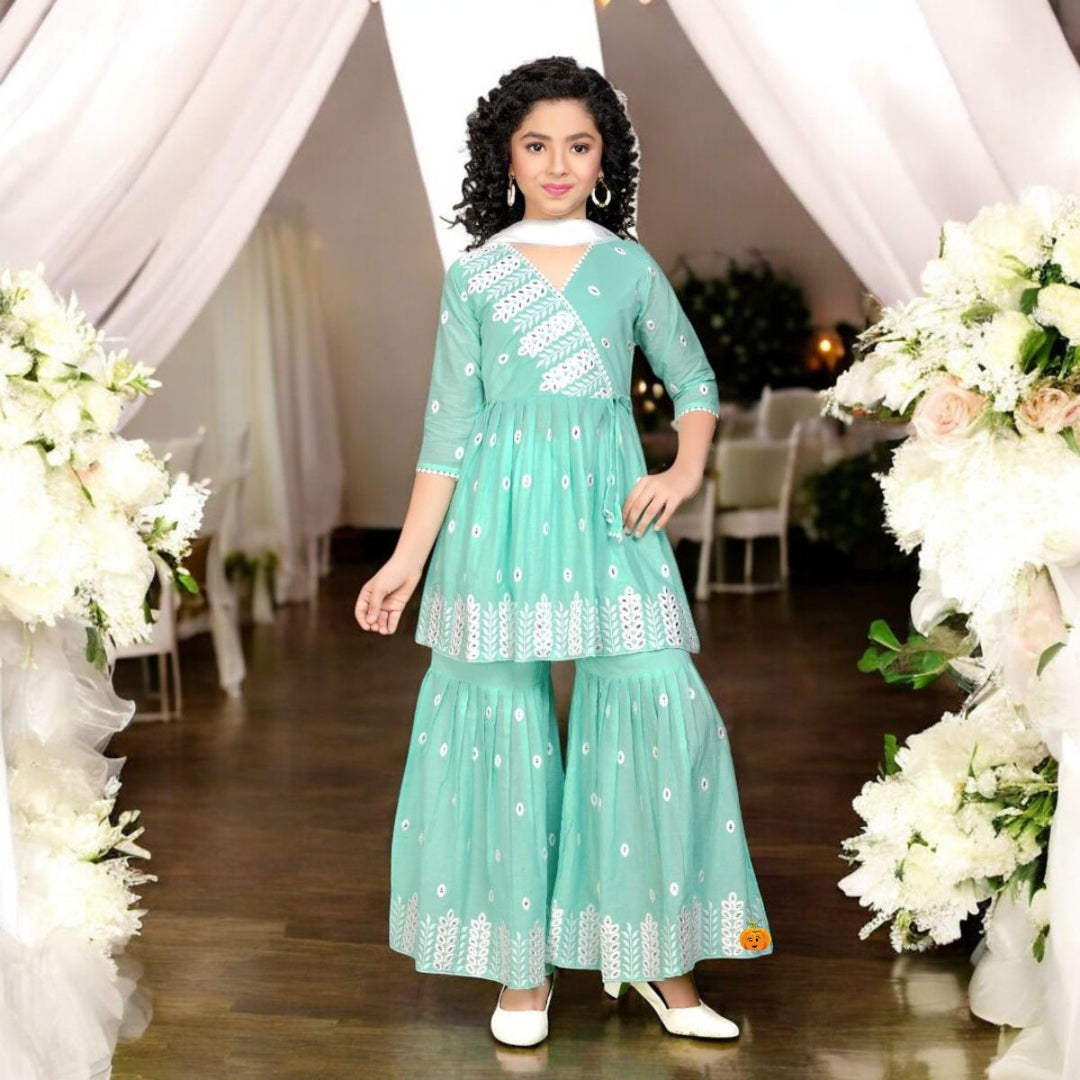 Sea Green Girls Palazzo Suit