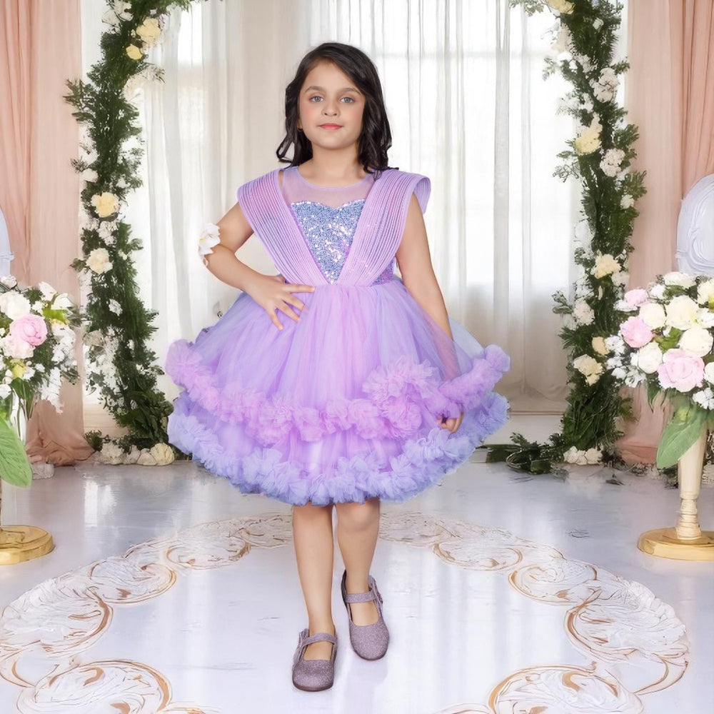 Purple Layered Girls Frock