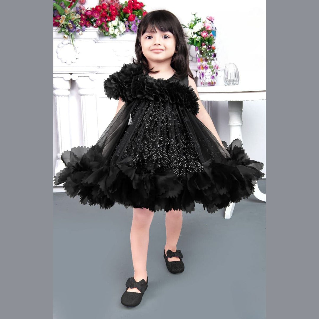 Black Frill Girls Frock Front 