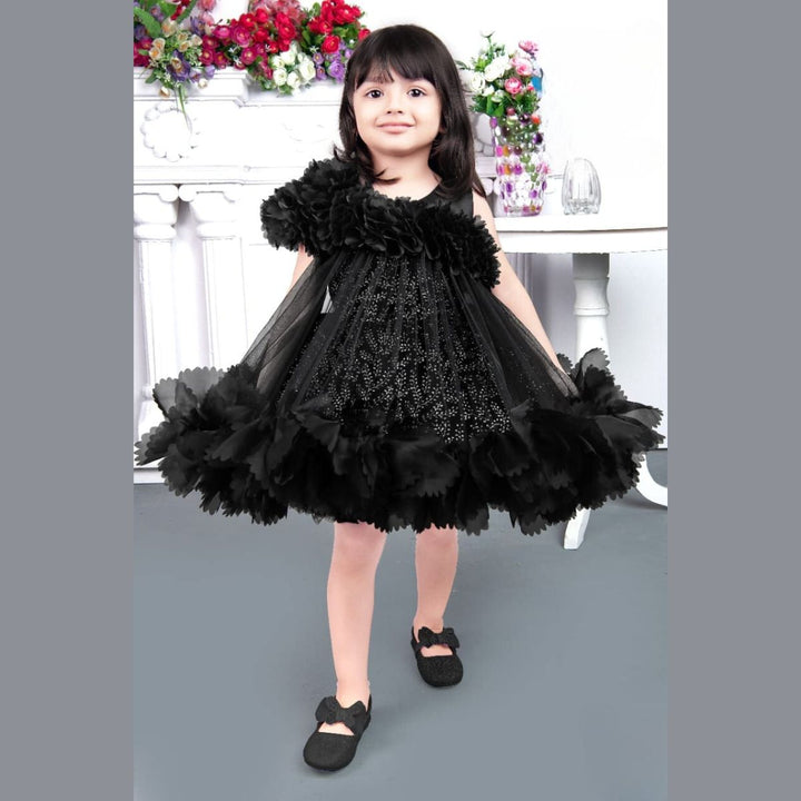 Black Frill Girls Frock Front 