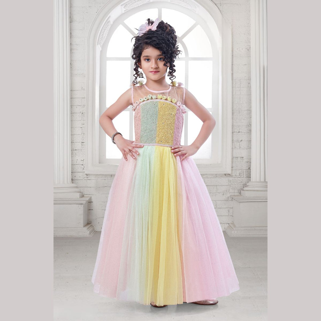 Pearl Designer Girls Gown Front 
