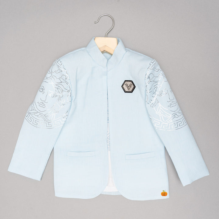Sky Blue Party Wear Suit for Boys Top 