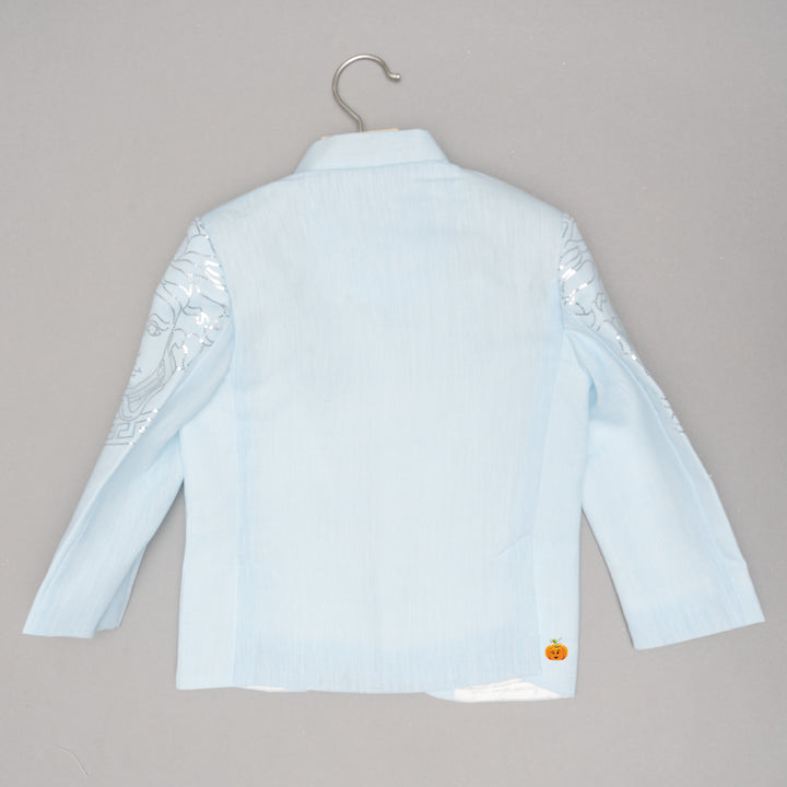 Sky Blue Party Wear Suit for Boys Back 