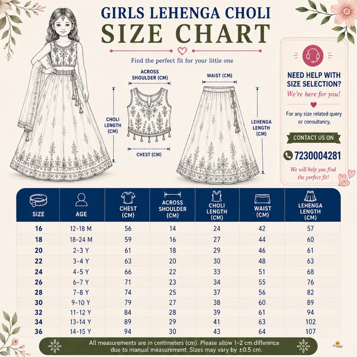 Peach Embroidered Palazzo Choli Set for Girls
