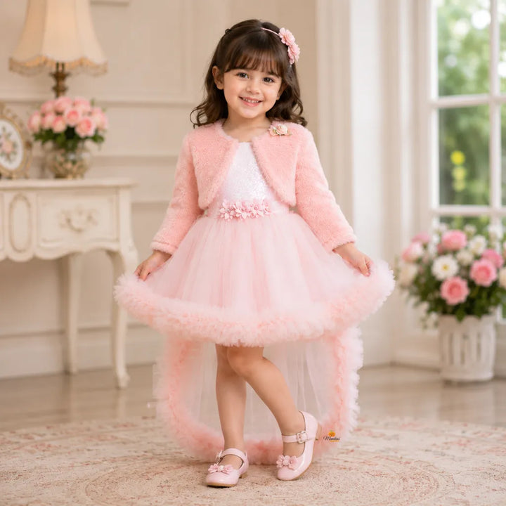 Peach Sequin Frock for Girls