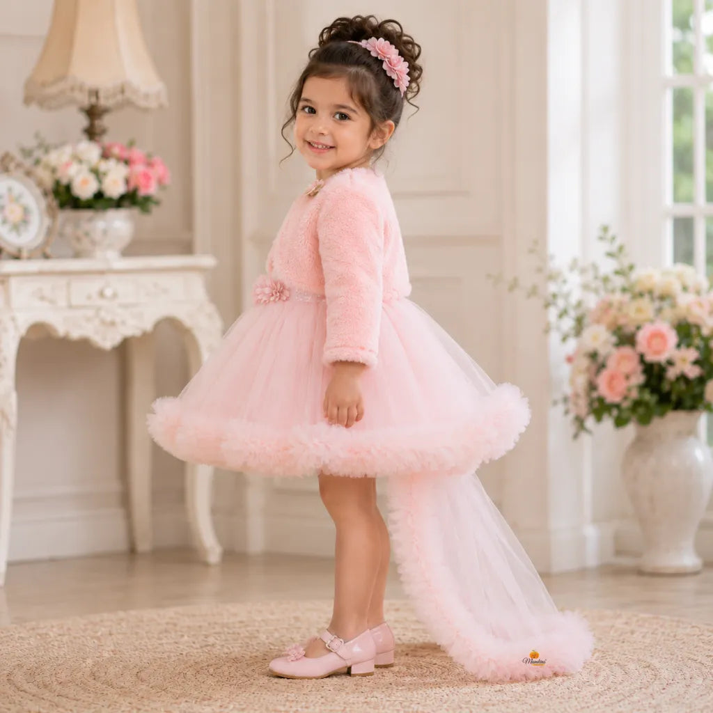 Peach Sequin Frock for Girls