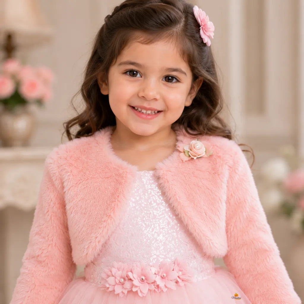 Peach Sequin Frock for Girls