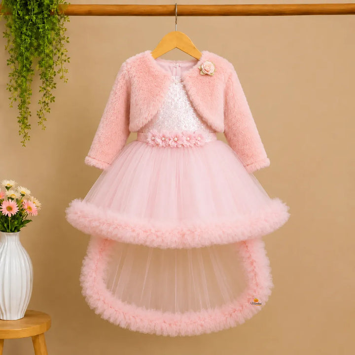 Peach Sequin Frock for Girls