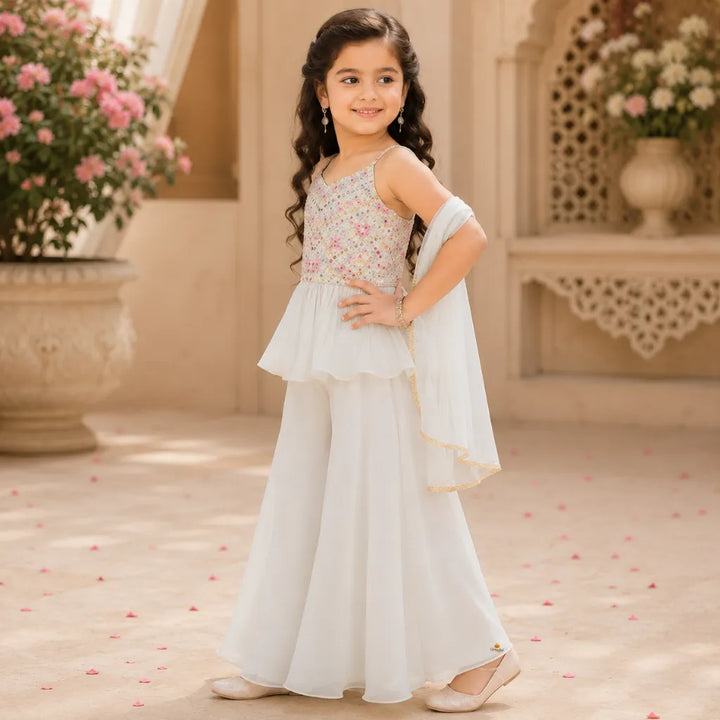 Peplum Girls Palazzo Suit with Dupatta